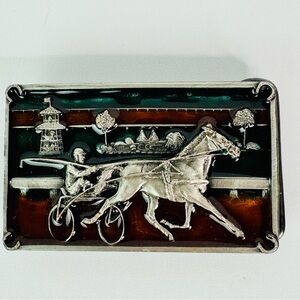 Vintage Bergamot Brass Works Horse Racing Belt Buckle 1984 Equestrian